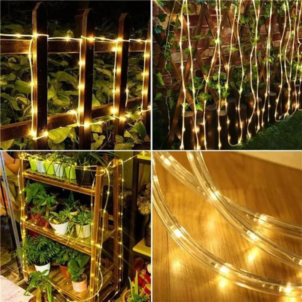 Solar Rope Lights Outdoor Waterproof LED String Lights for Garden Tree Decor